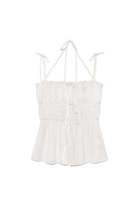 DREAMY LACE SHIRRING TOP / WHT