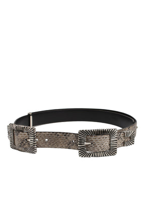DOUBLE SQUARE BUCKLE BELT / SNAKE