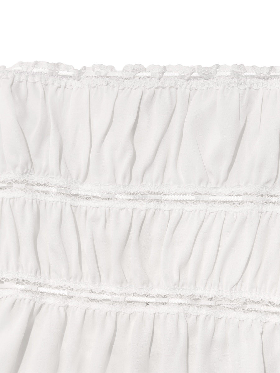 DREAMY LACE SHIRRING TOP / WHT