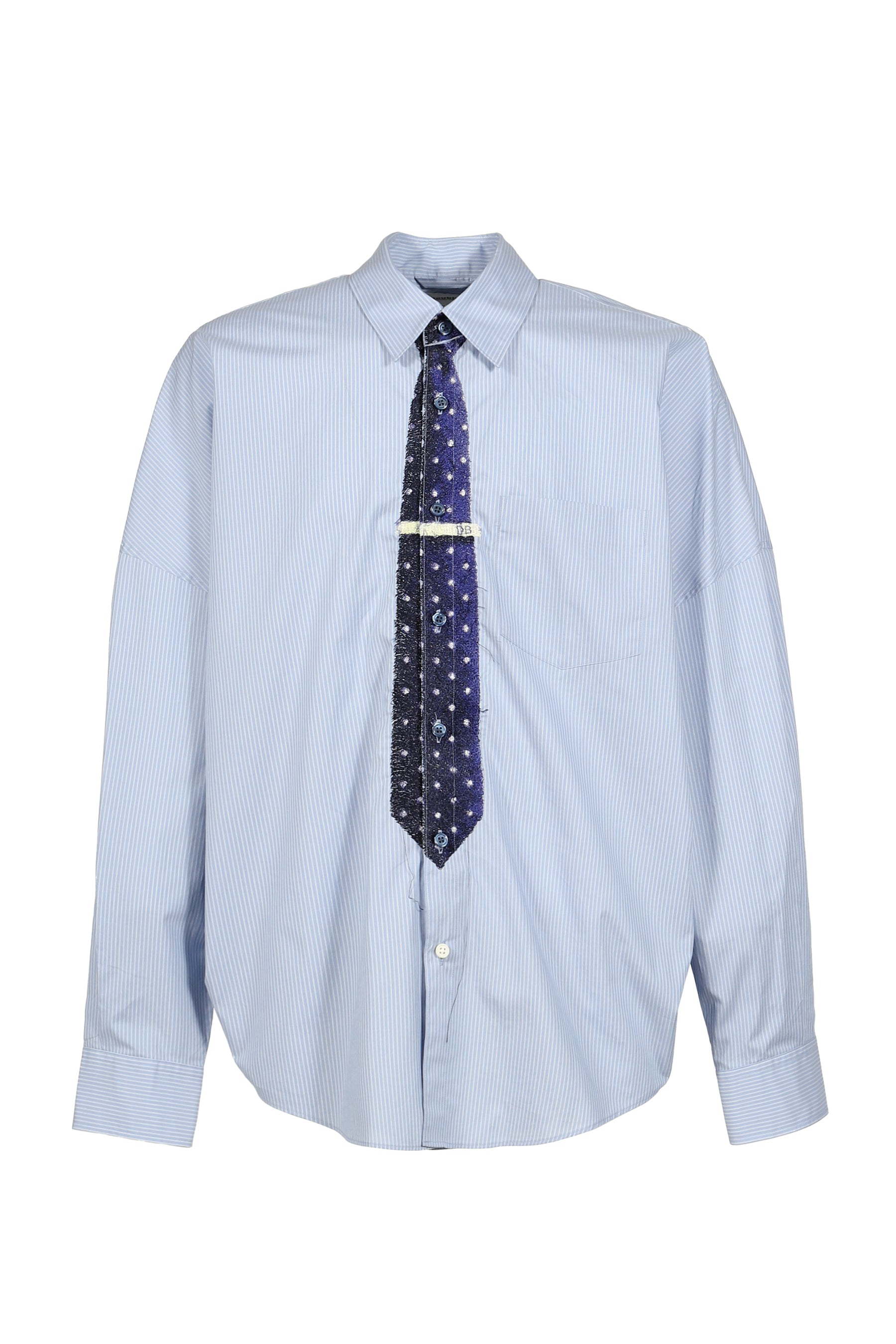 TROMPE L’OEIL TIE EMBROIDERY SHIRT / BLU