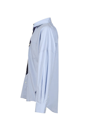 TROMPE L’OEIL TIE EMBROIDERY SHIRT / BLU
