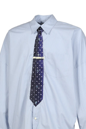 TROMPE L’OEIL TIE EMBROIDERY SHIRT / BLU