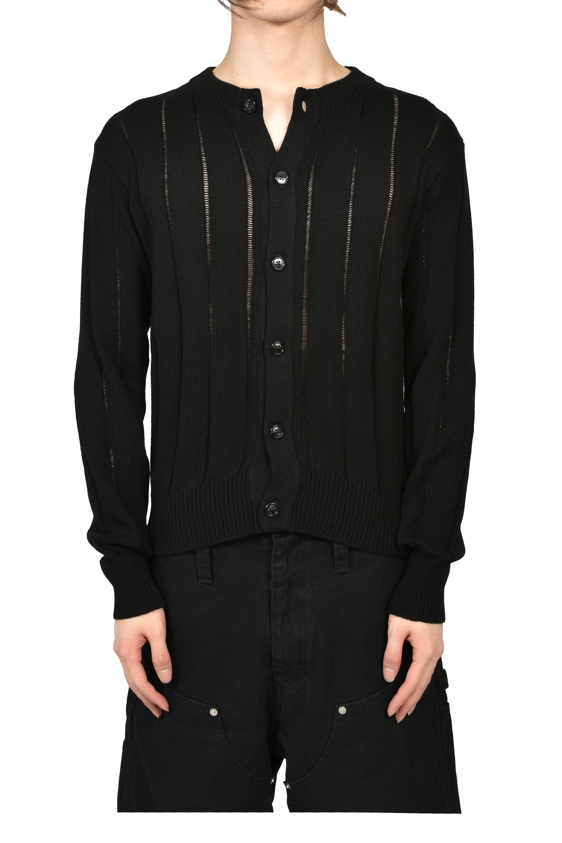 NATEL BRUSHED RIB CARDIGAN / BLK