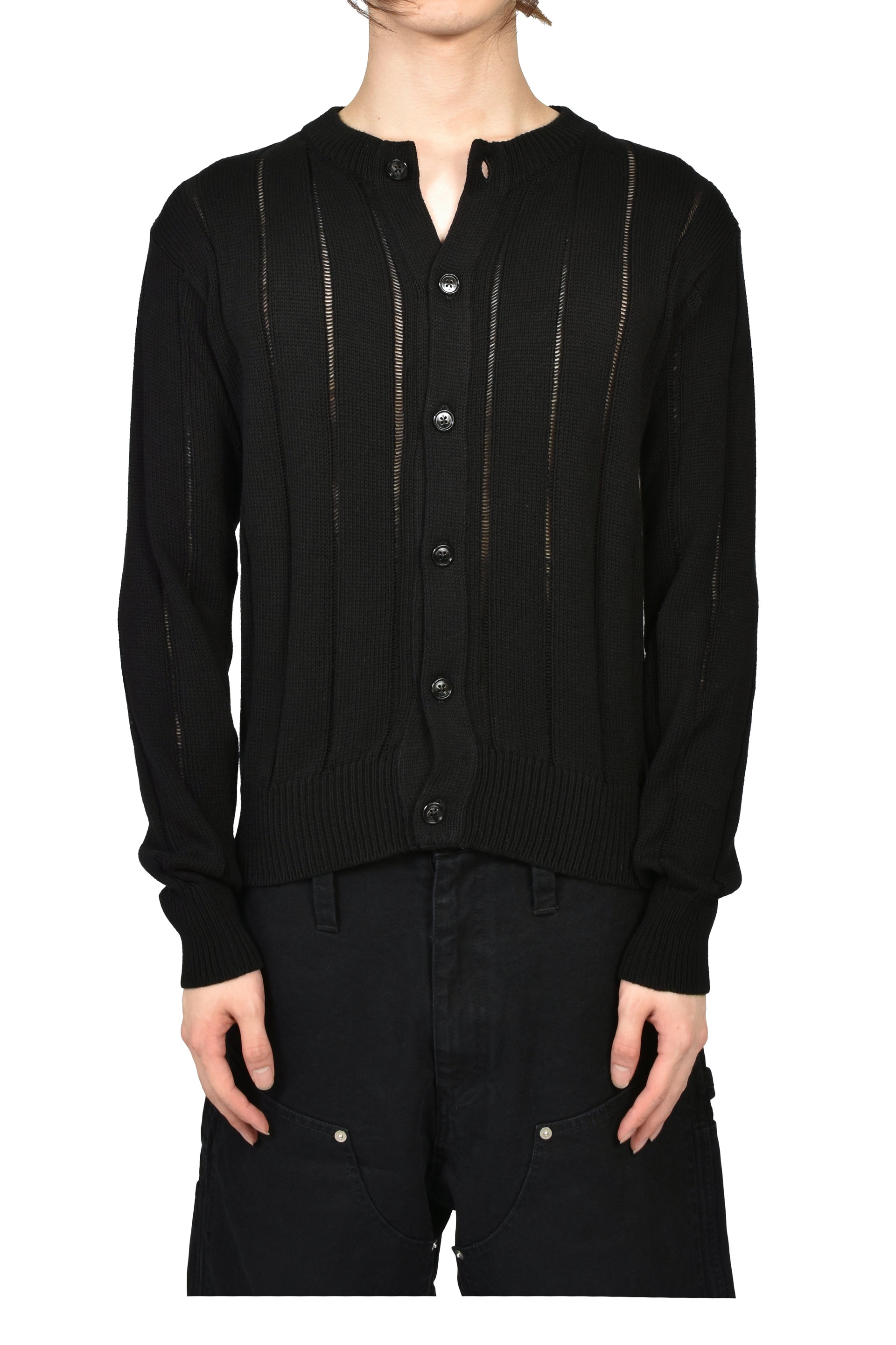 NATEL BRUSHED RIB CARDIGAN / BLK