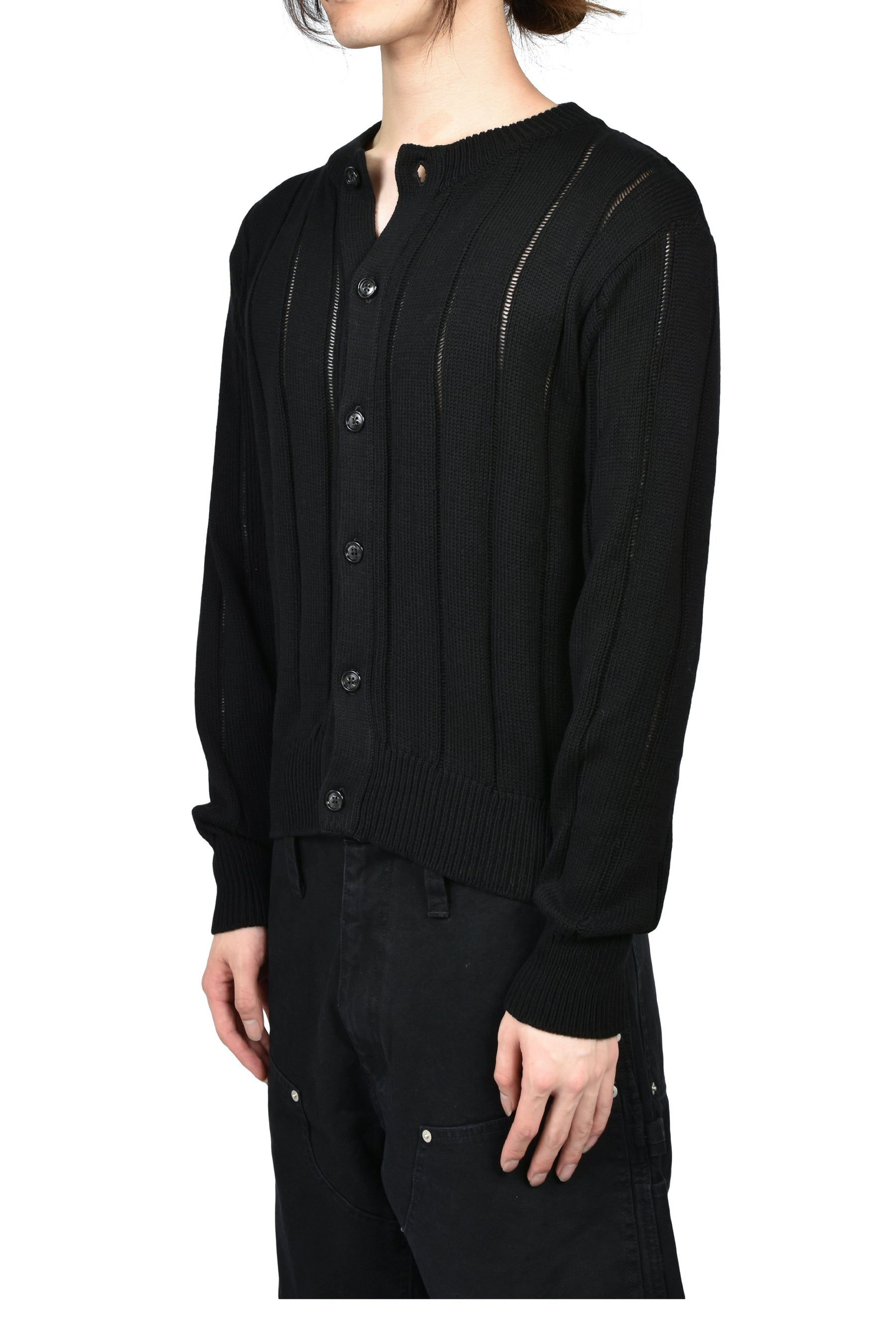 NATEL BRUSHED RIB CARDIGAN / BLK