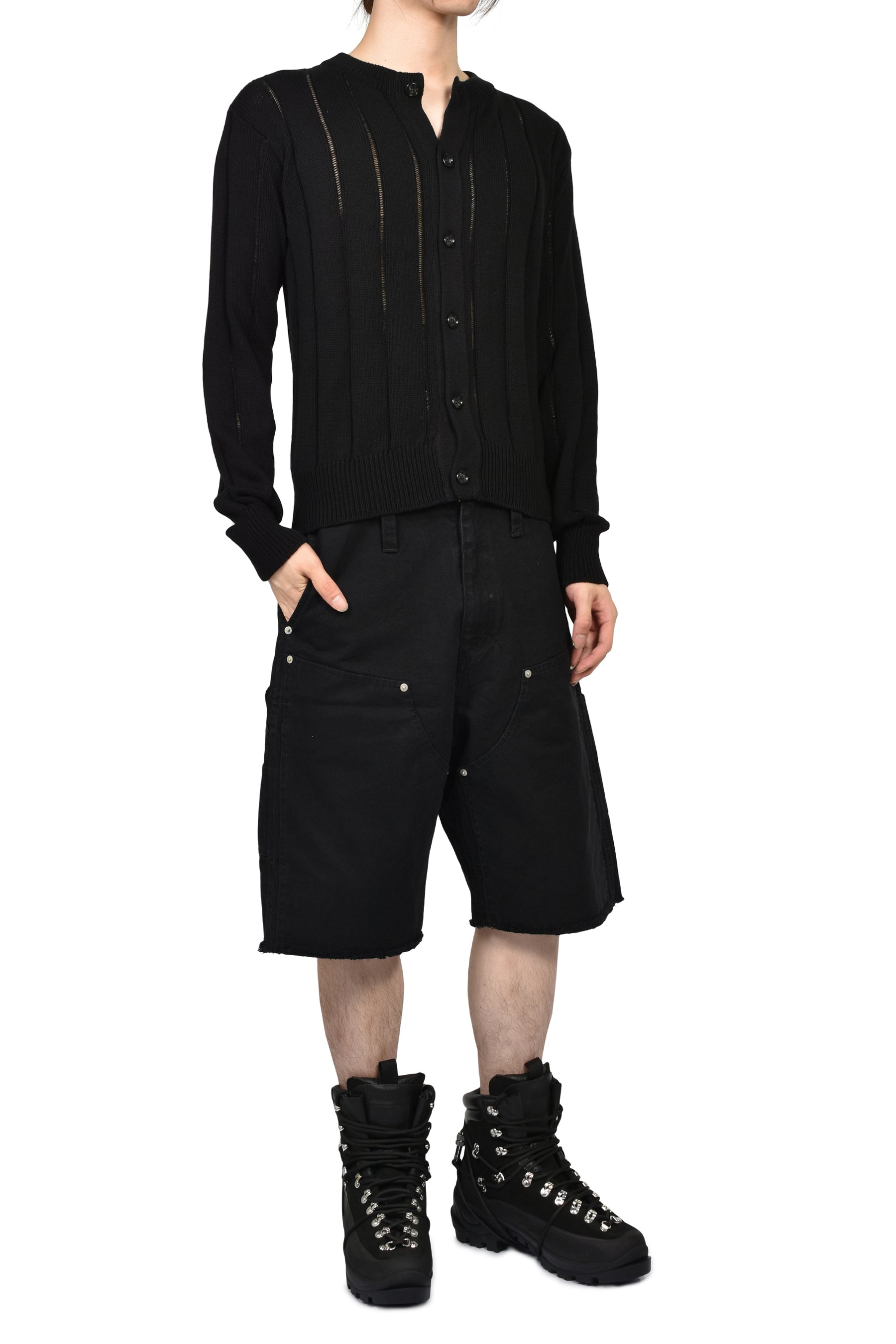 NATEL BRUSHED RIB CARDIGAN / BLK