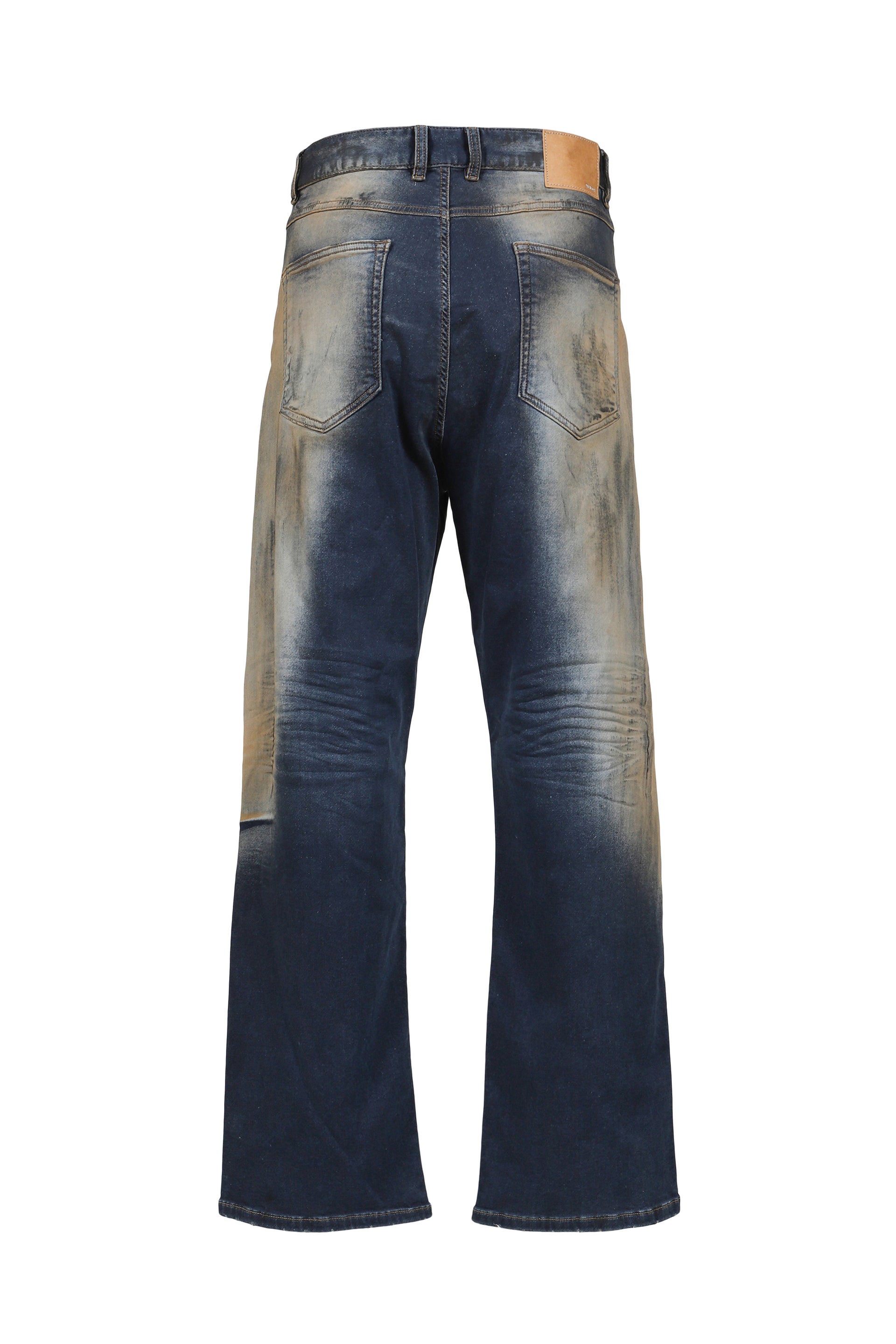 DIRTY-WASHED DENIM PANTS / NAVY