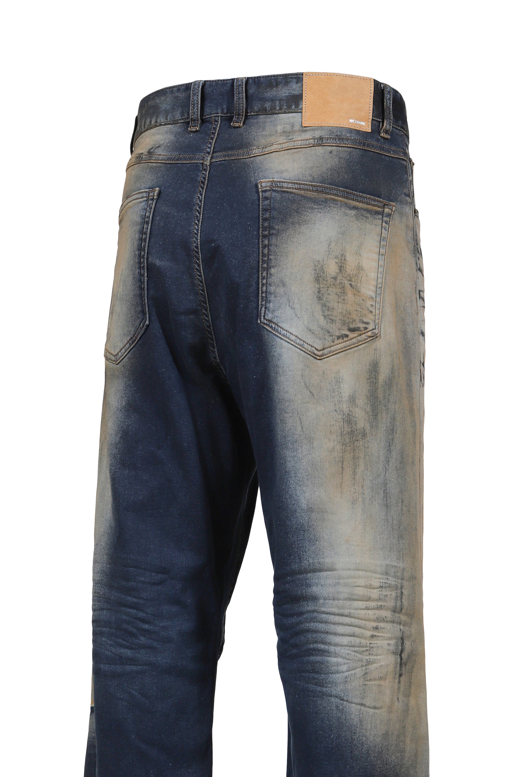 DIRTY-WASHED DENIM PANTS / NAVY