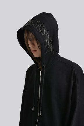 BALLCHAIN ZIP-UP HOODIE / BLK