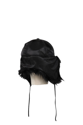 FAUX FUR EARFLAP CAP / BLACK 