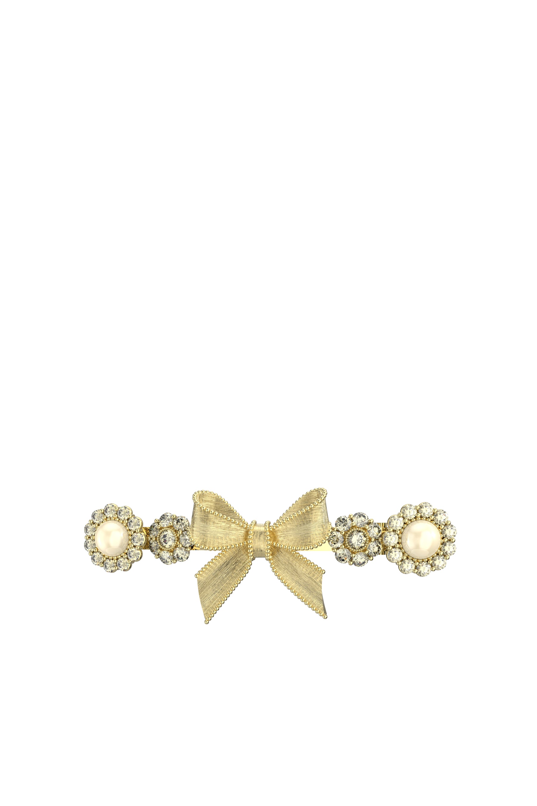 LONG BOWKNOT GEMSTONE HAIR CLIP / GLD