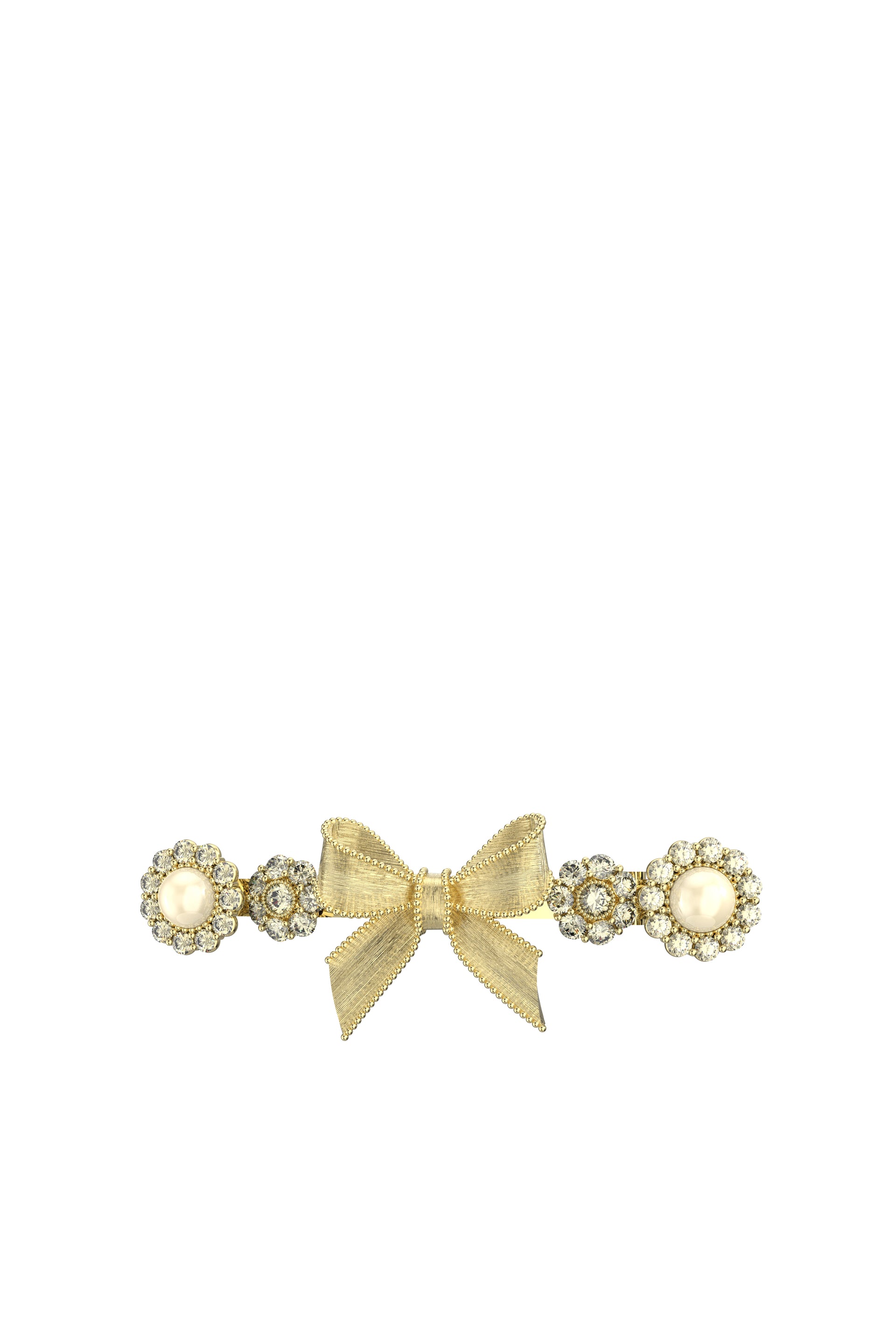 LONG BOWKNOT GEMSTONE HAIR CLIP / GLD