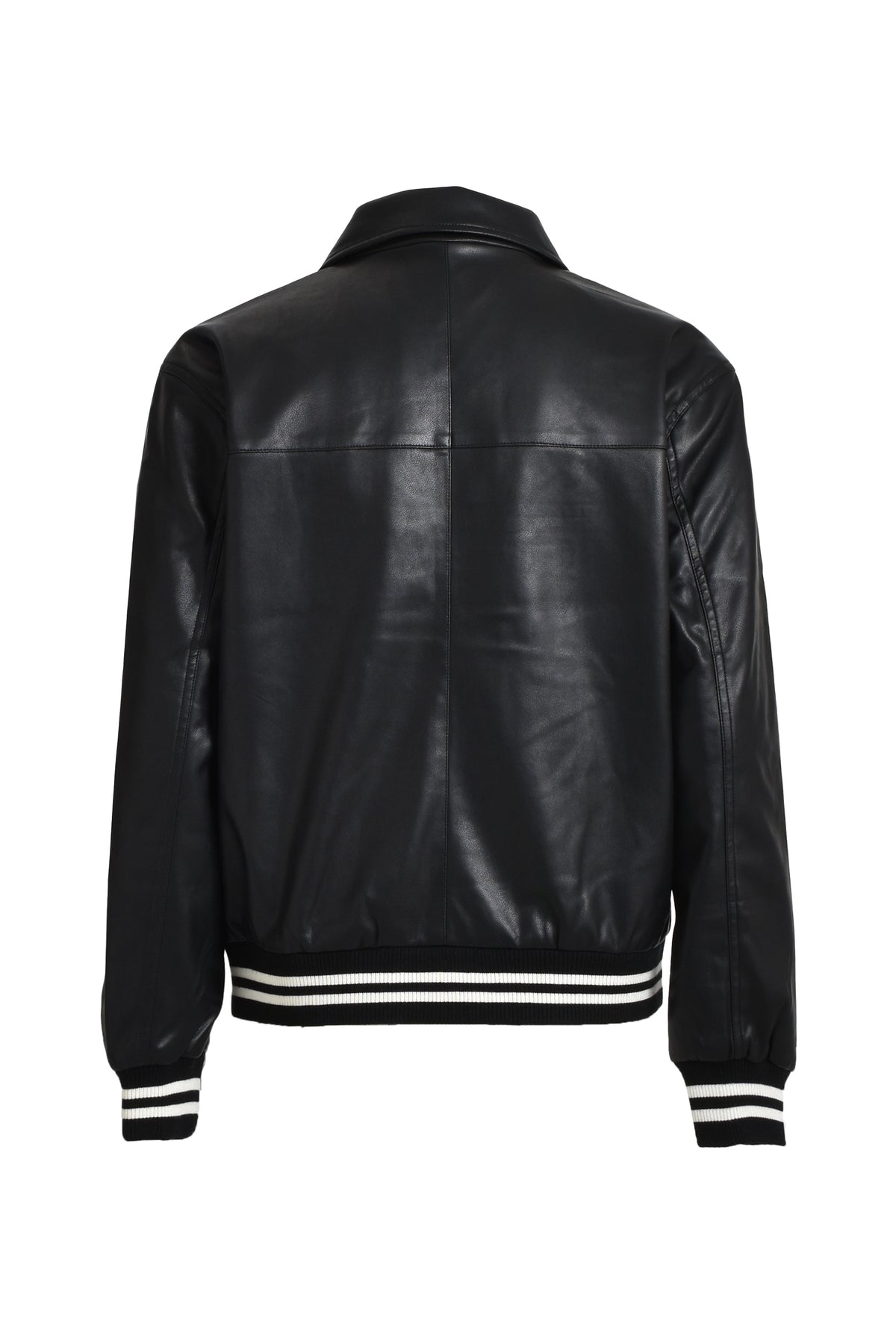 LEATHER VARSITY JACKET / BLK