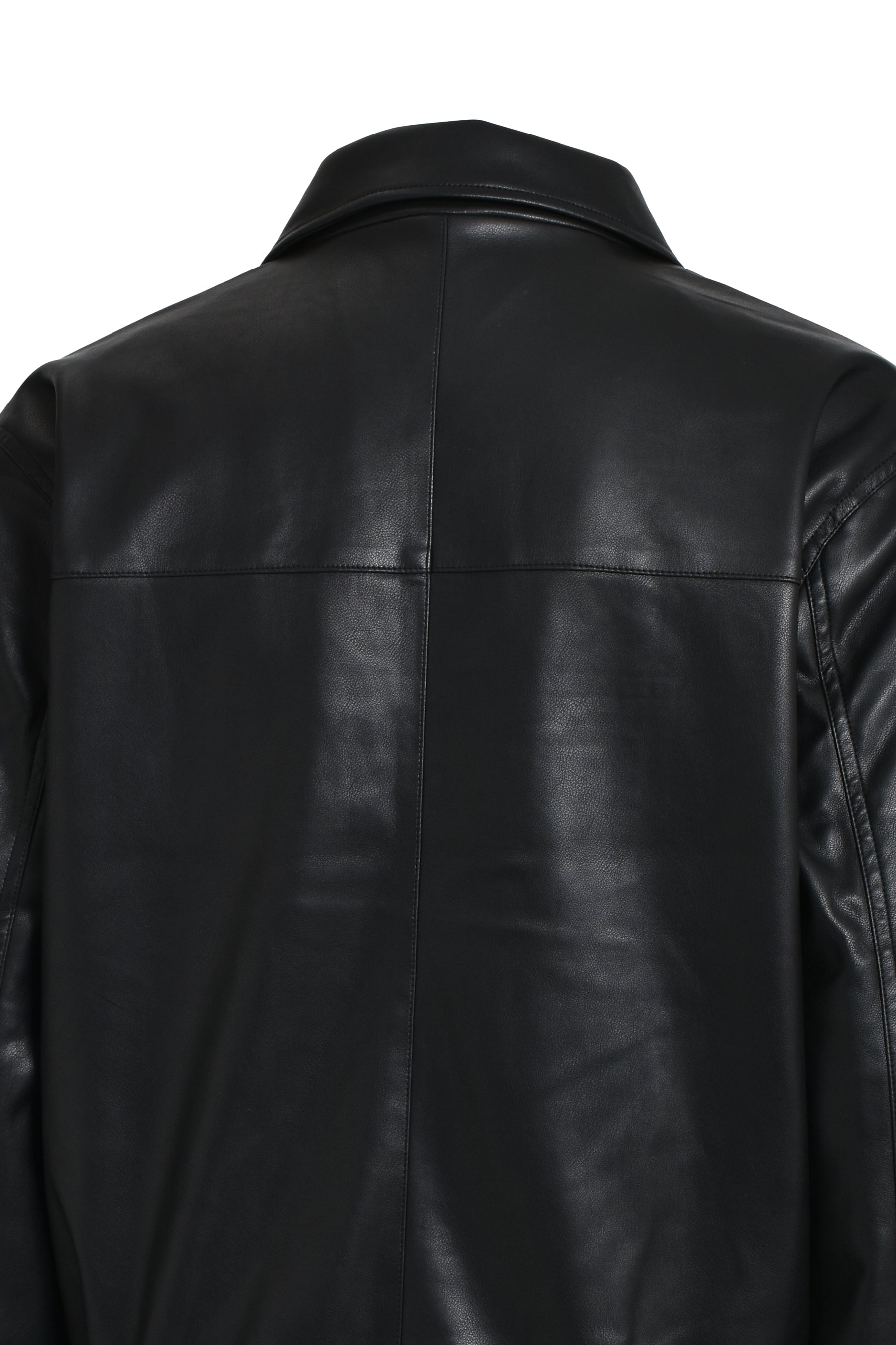 LEATHER VARSITY JACKET / BLK