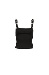 BLACK TANK TOP WITH METAL BUCKLE STRAPS / BLK