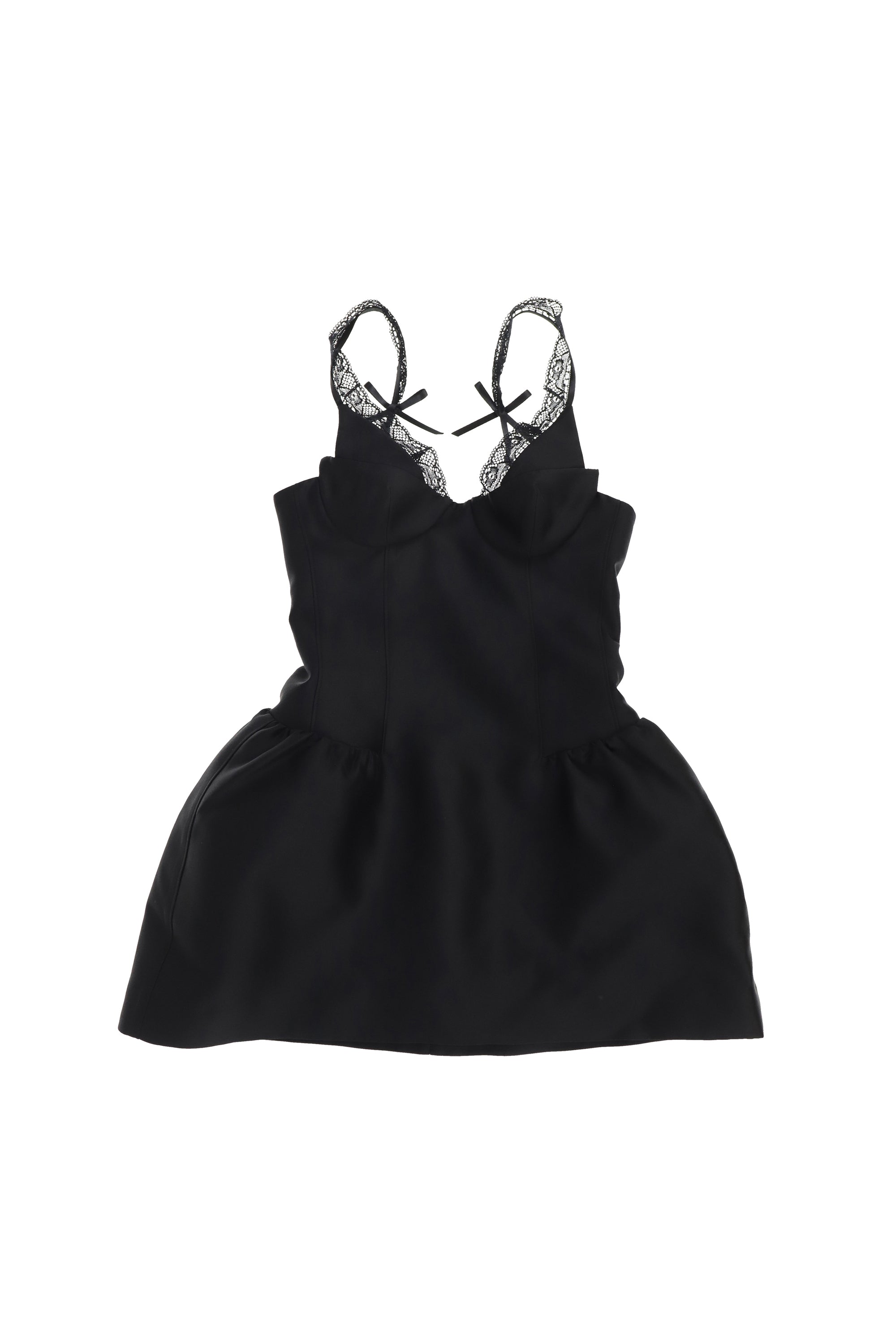 SHUSHU TONG シュシュトン SS26 LACE TRIM BUSTIER DRESS / BLK