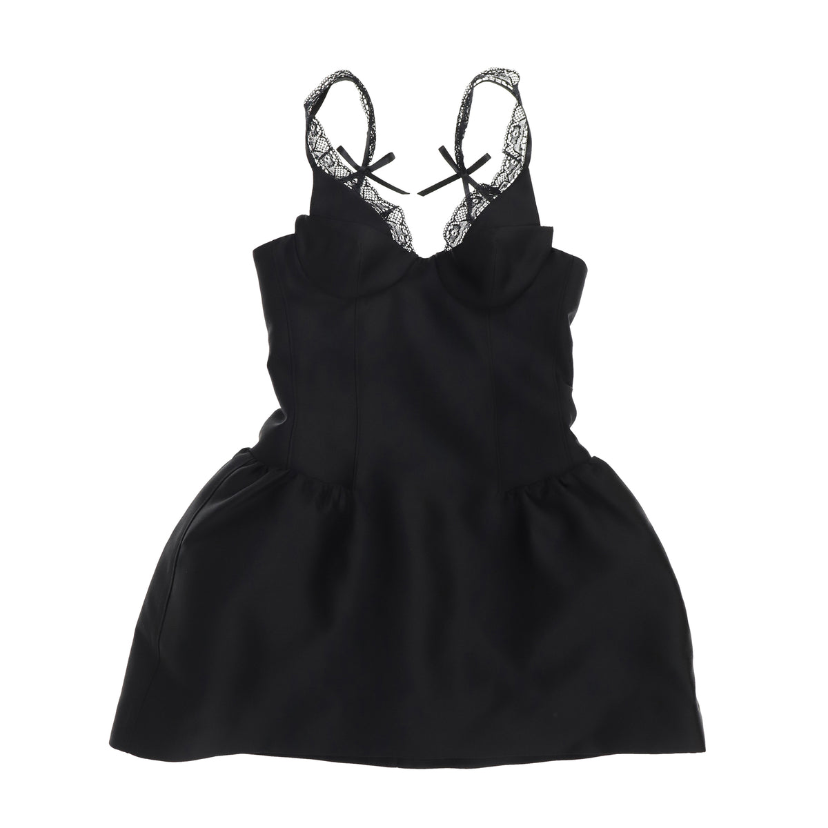 SHUSHU TONG シュシュトン SS26 LACE TRIM BUSTIER DRESS / BLK
