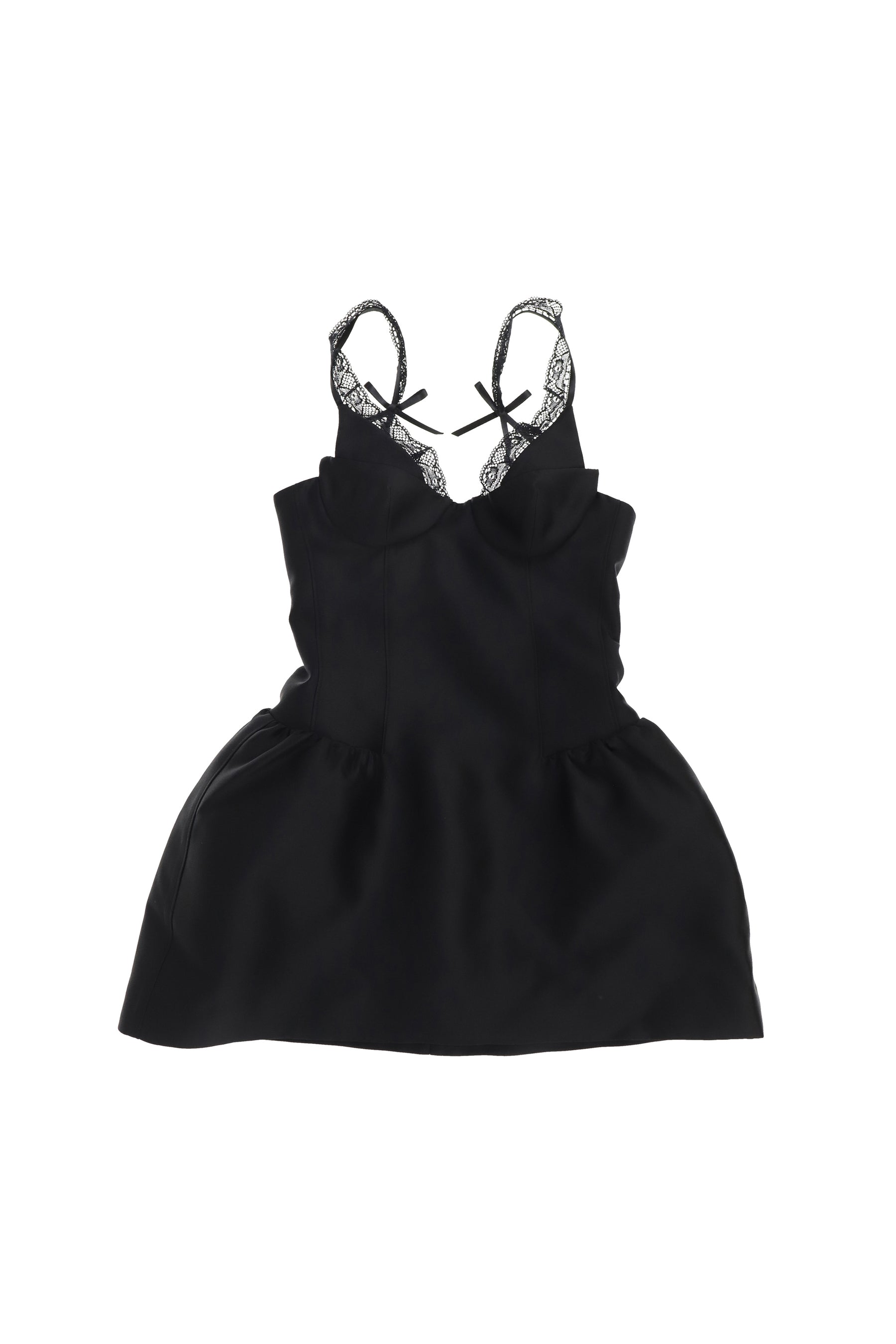 SHUSHU TONG シュシュトン SS26 LACE TRIM BUSTIER DRESS / BLK