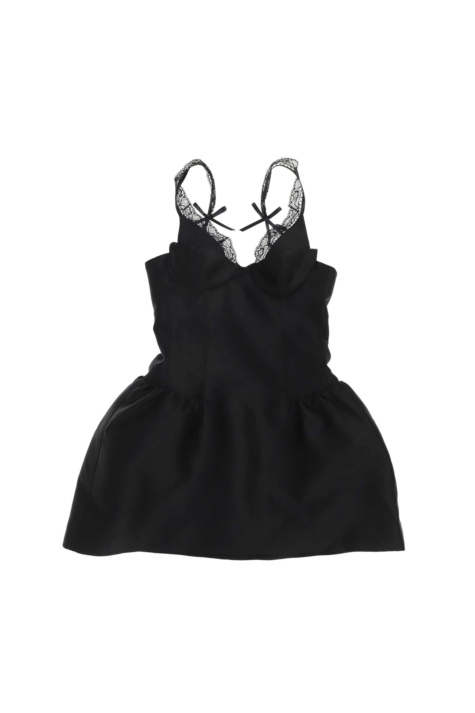 LACE TRIM BUSTIER DRESS / BLK