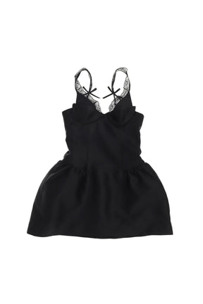 LACE TRIM BUSTIER DRESS / BLK