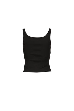 BLACK TANK TOP WITH METAL BUCKLE STRAPS / BLK