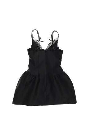 SHUSHU TONG シュシュトン SS26 LACE TRIM BUSTIER DRESS / BLK
