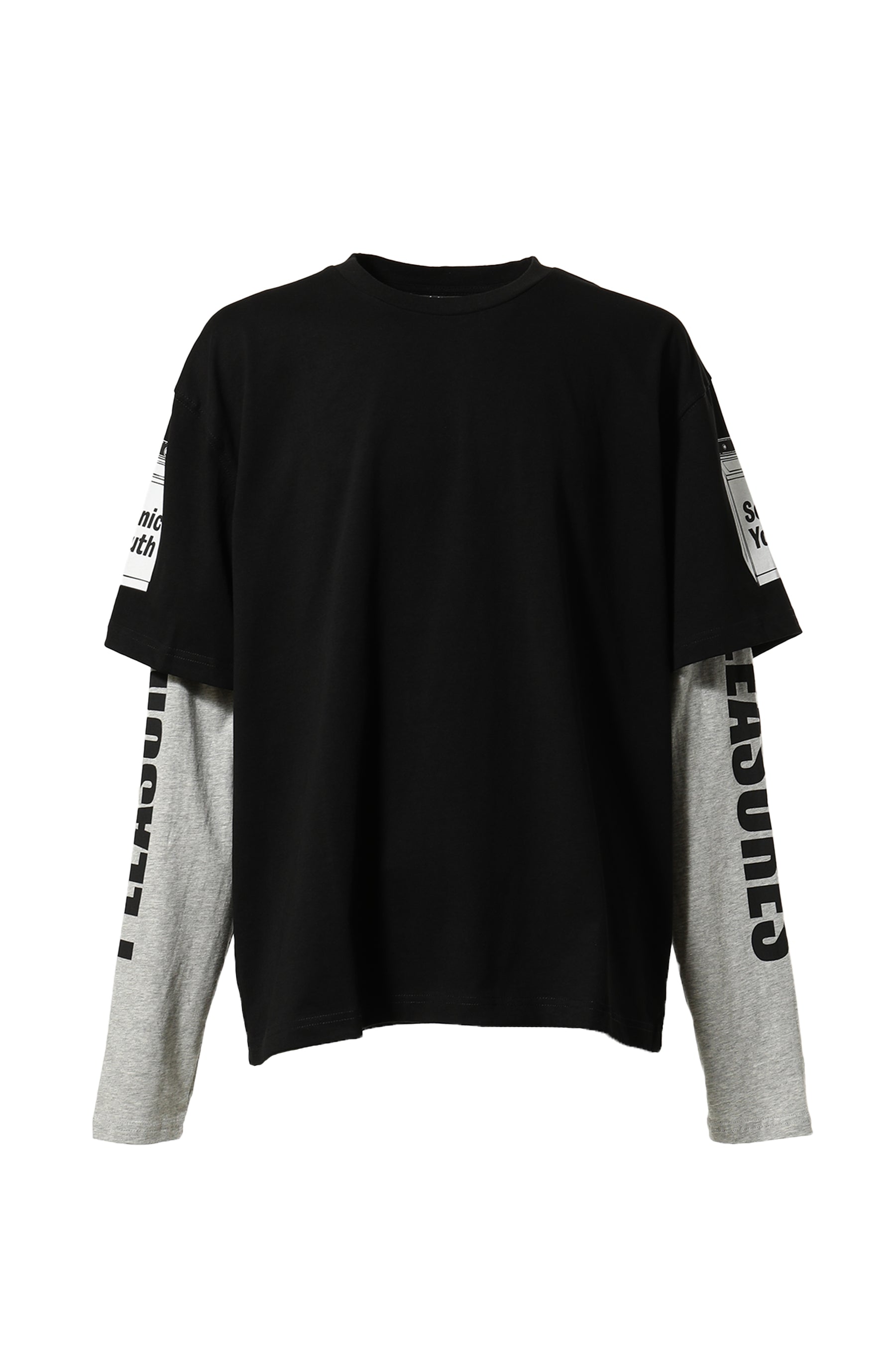 BECUZ LAYERED LONG SLEEVE / BLK GRY