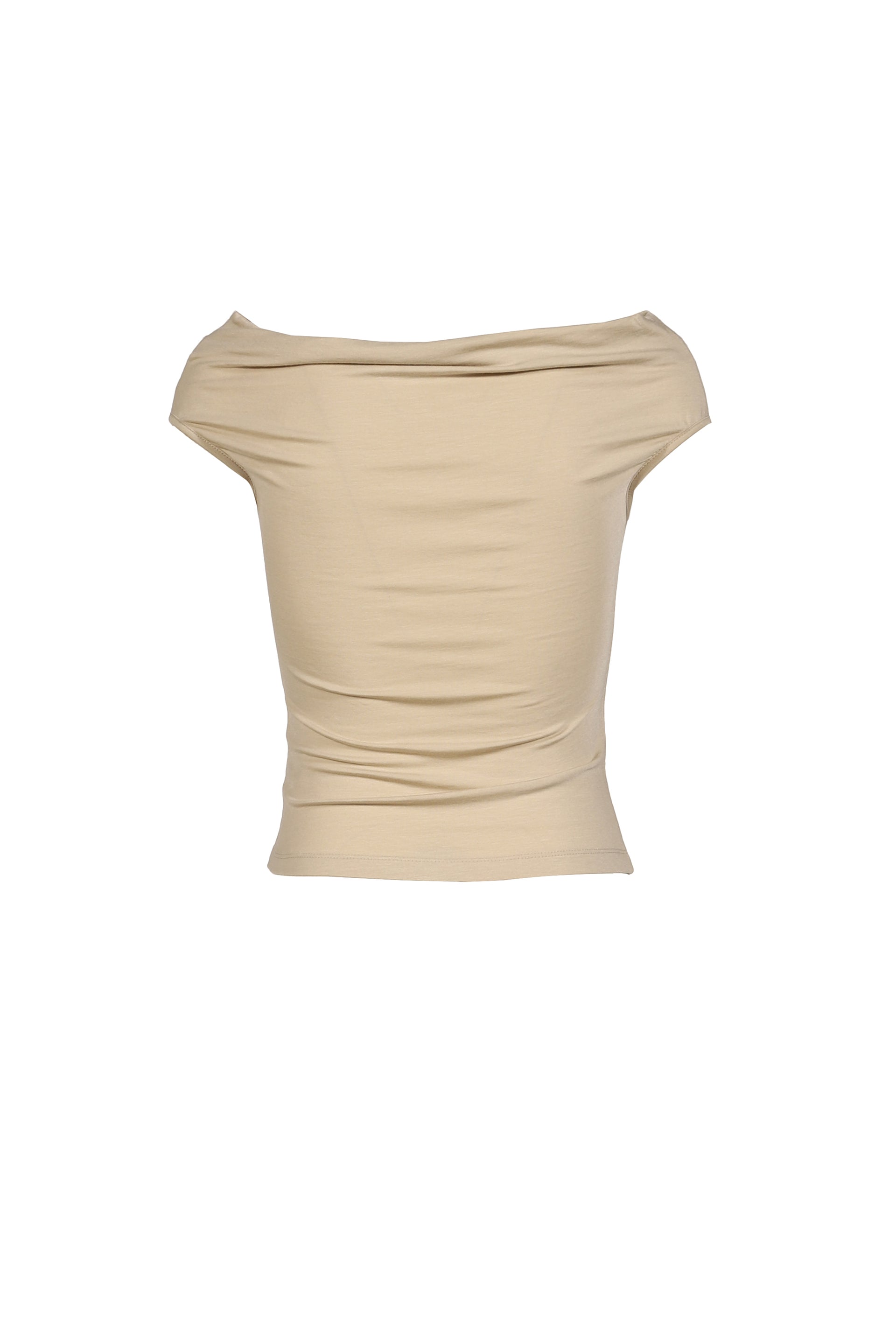 FLOW NECK DRAPE HALF-T / NUDE