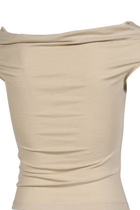 FLOW NECK DRAPE HALF-T / NUDE