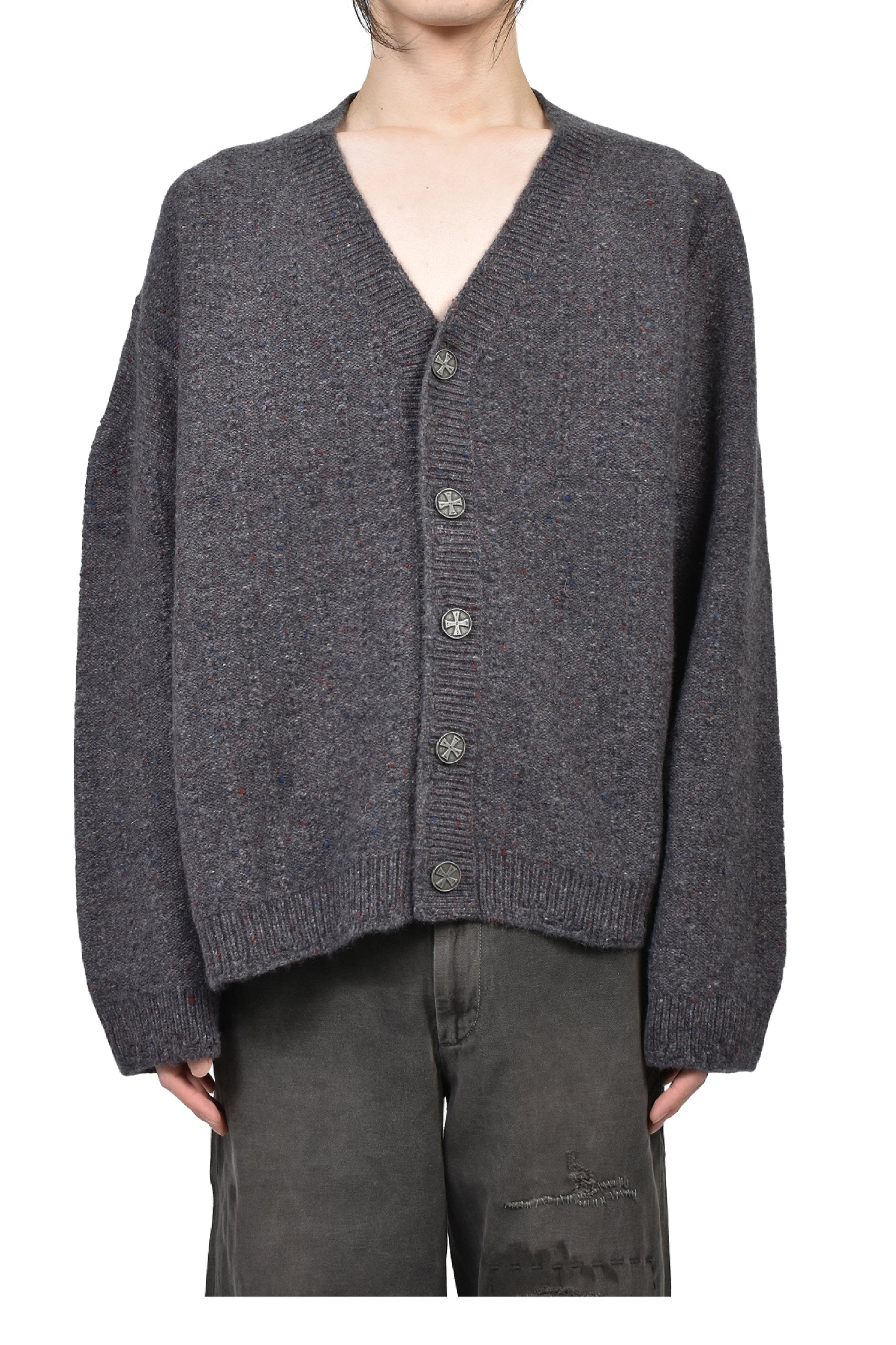 ASYMMETRICAL CARDIGAN / TWEED GRY