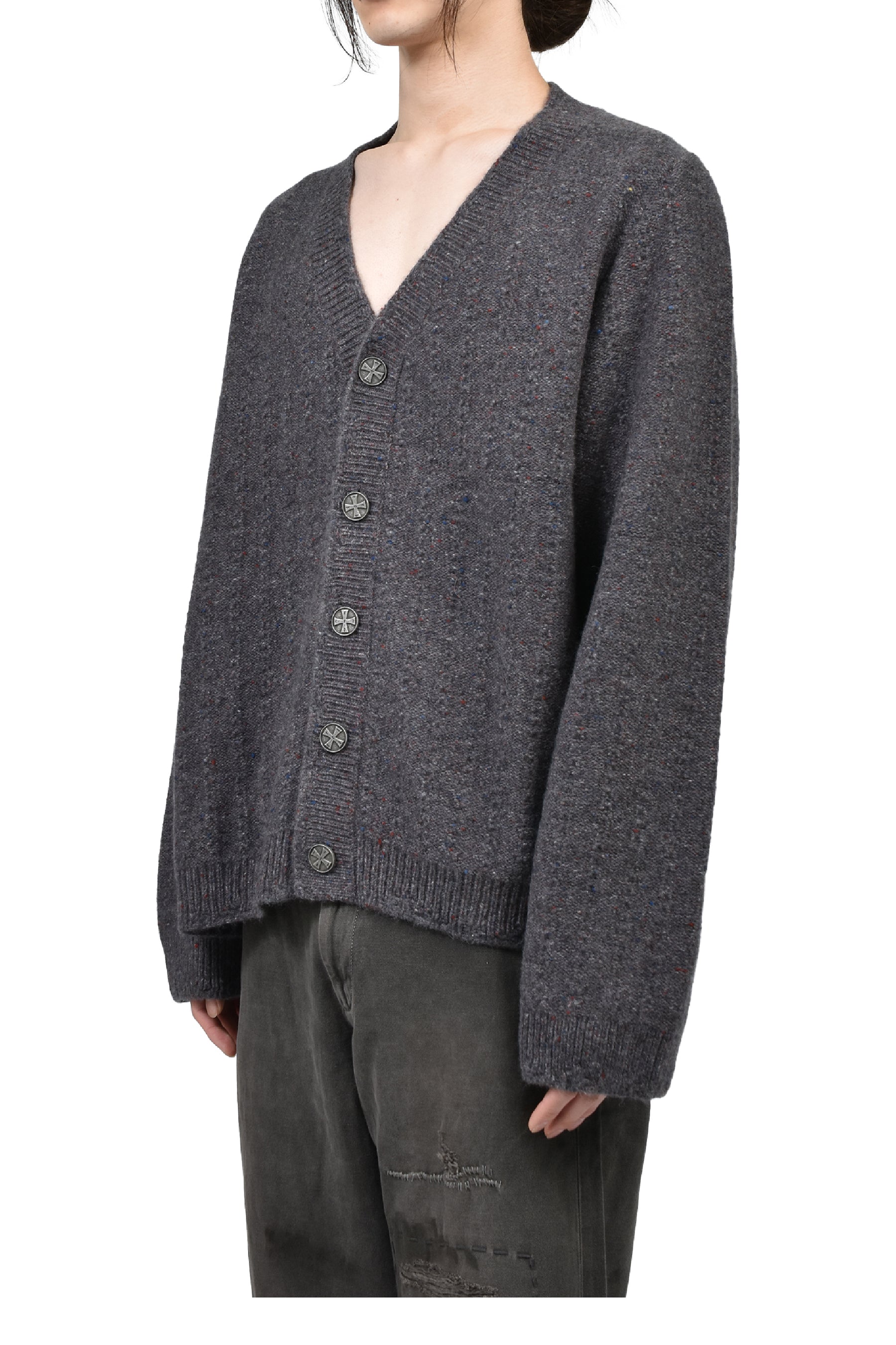 ASYMMETRICAL CARDIGAN / TWEED GRY