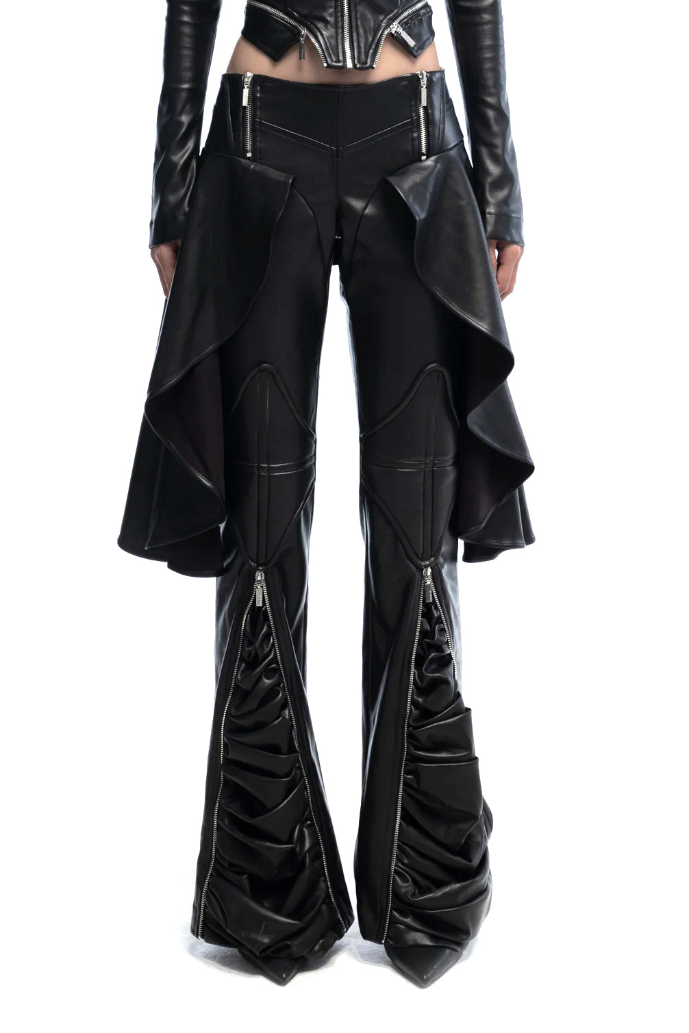 FRAME-X CENTER LEATHER SKIRT PANTS / BLK