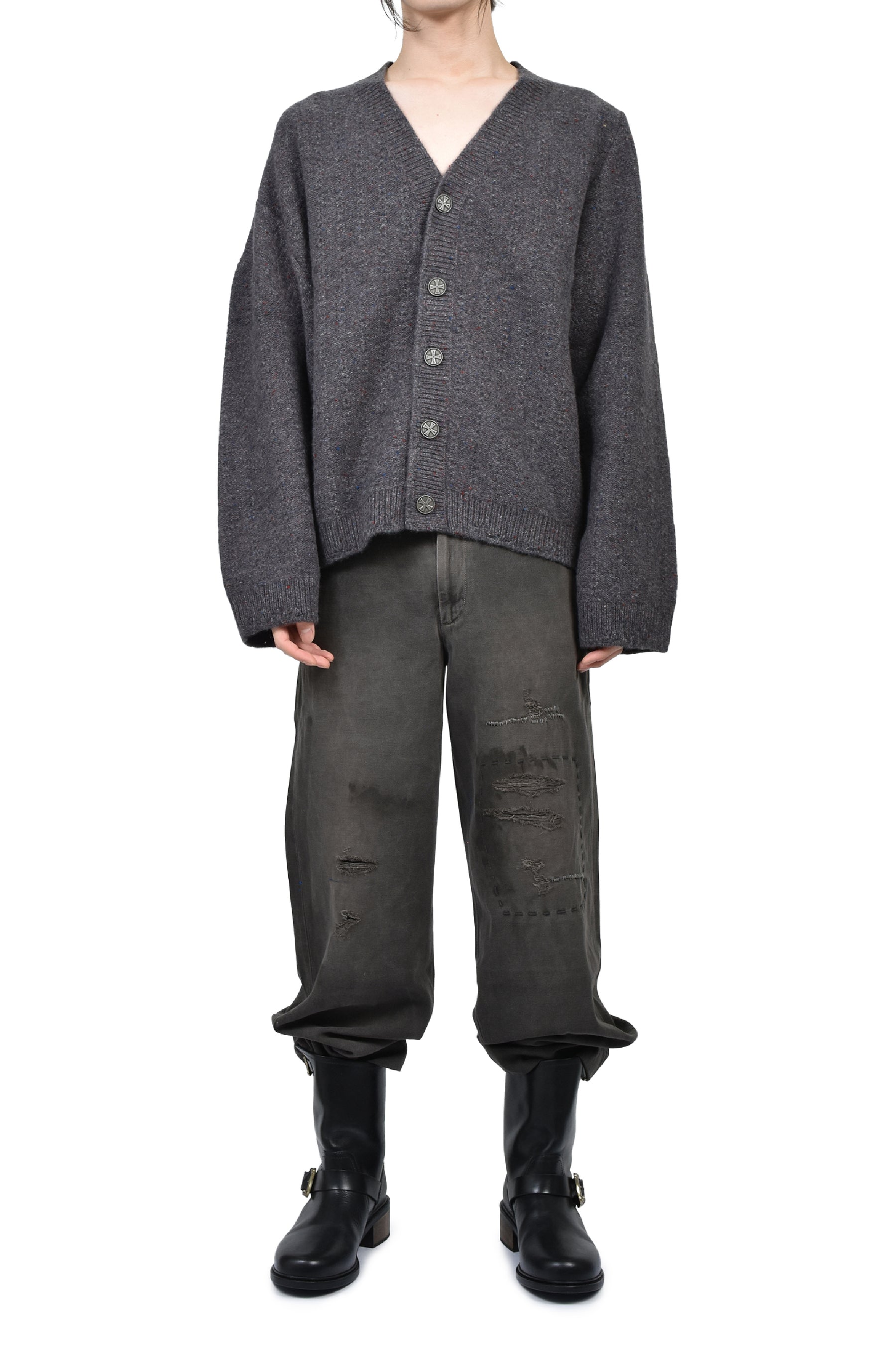 ASYMMETRICAL CARDIGAN / TWEED GRY