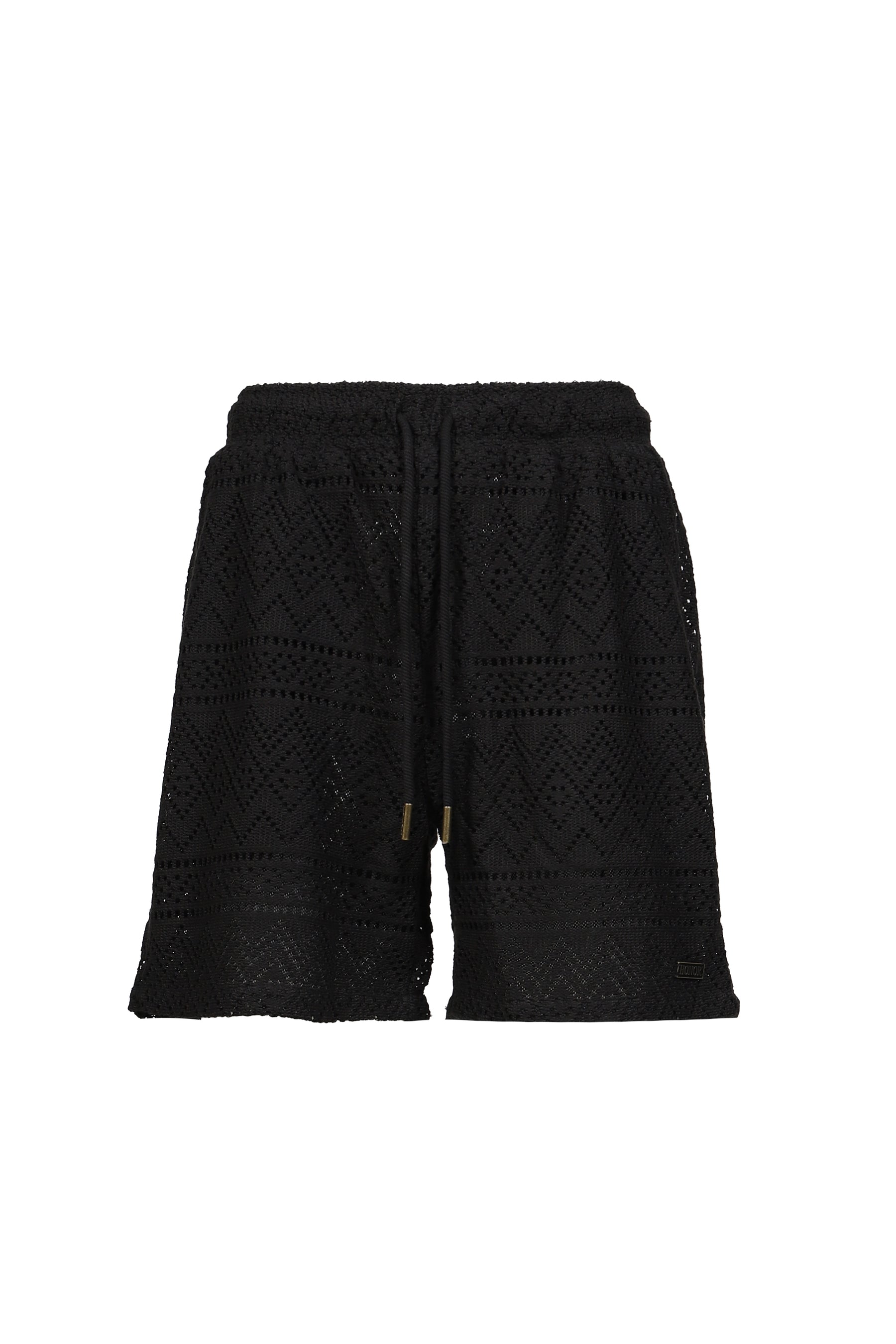 POINTELLE CROCHET DRAWCORD 7" SHORT / BLK