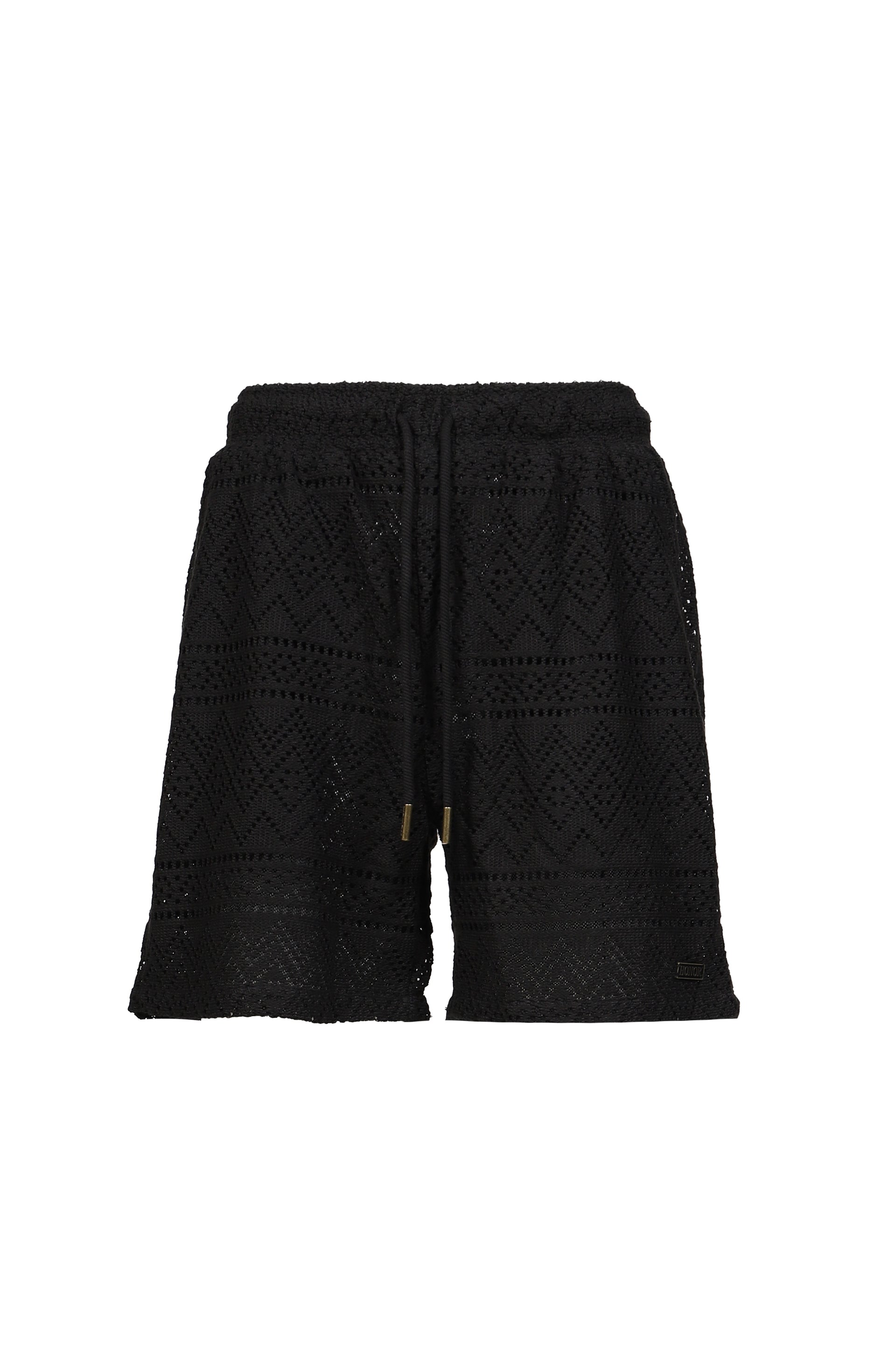 POINTELLE CROCHET DRAWCORD 7" SHORT / BLK