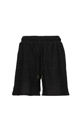 POINTELLE CROCHET DRAWCORD 7" SHORT / BLK