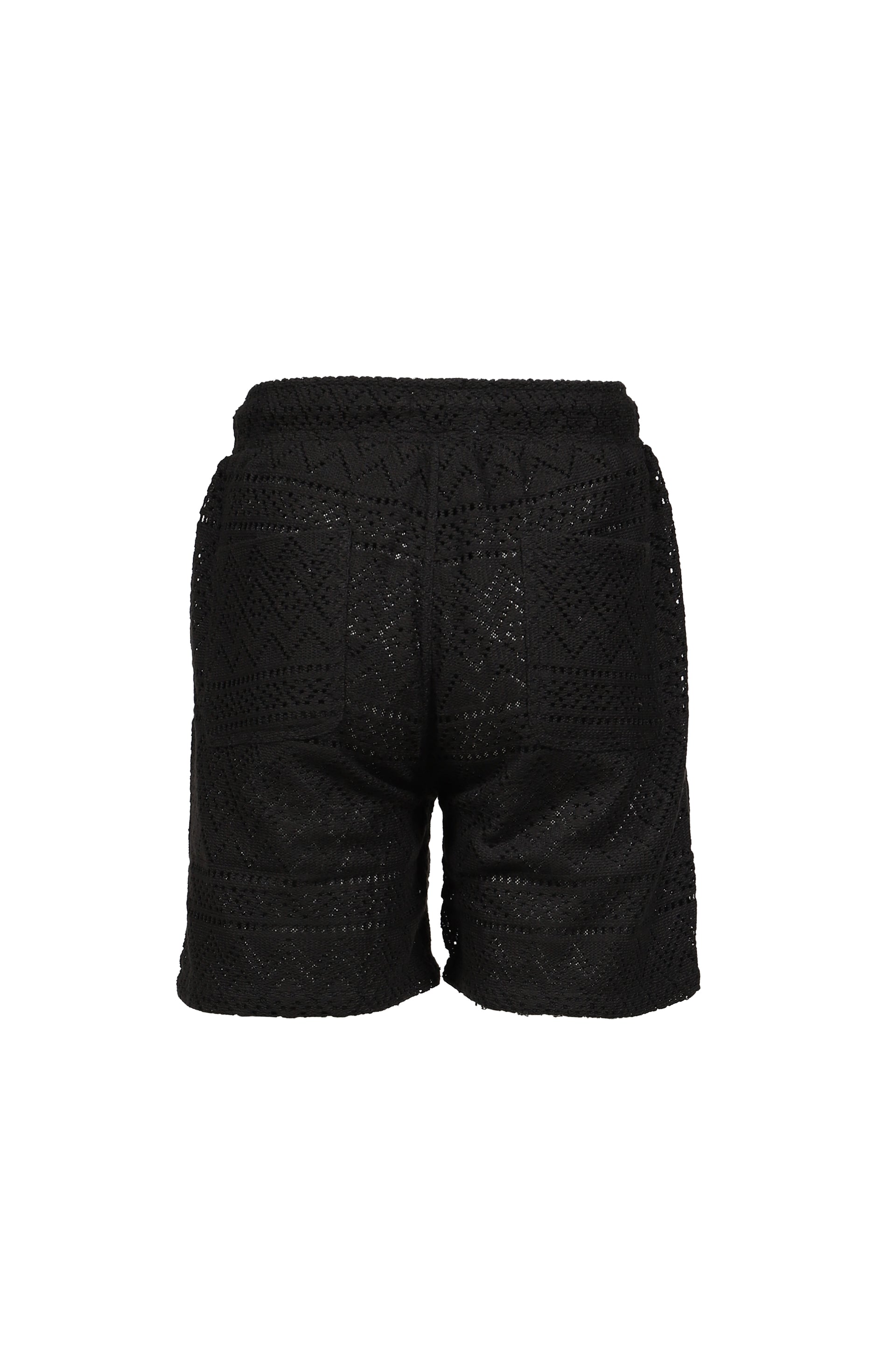 POINTELLE CROCHET DRAWCORD 7" SHORT / BLK