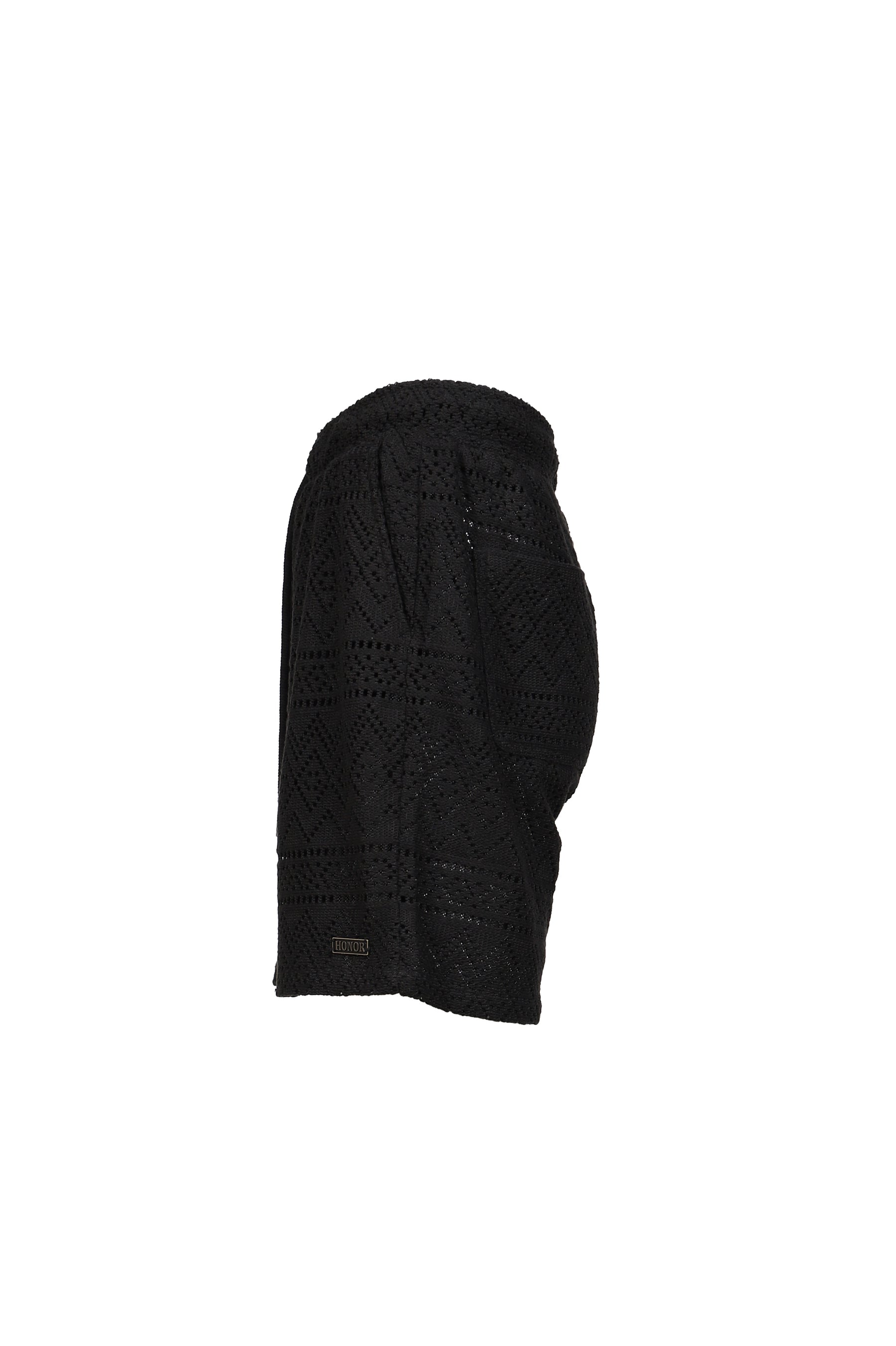 POINTELLE CROCHET DRAWCORD 7" SHORT / BLK