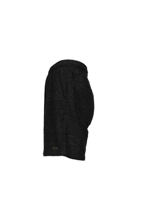 POINTELLE CROCHET DRAWCORD 7" SHORT / BLK