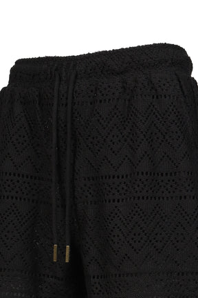 POINTELLE CROCHET DRAWCORD 7" SHORT / BLK
