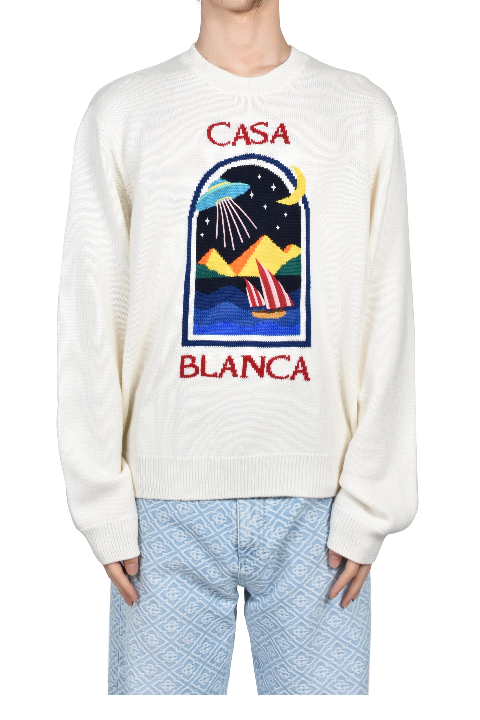 PYRAMID ABDUCTION CREW NECK / WHT