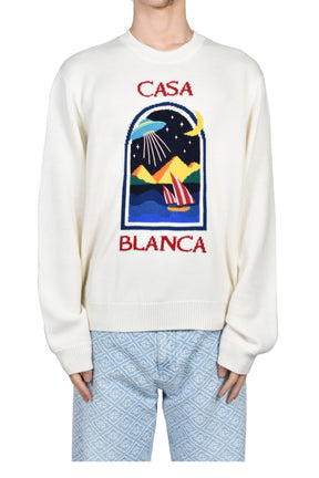 PYRAMID ABDUCTION CREW NECK / WHT