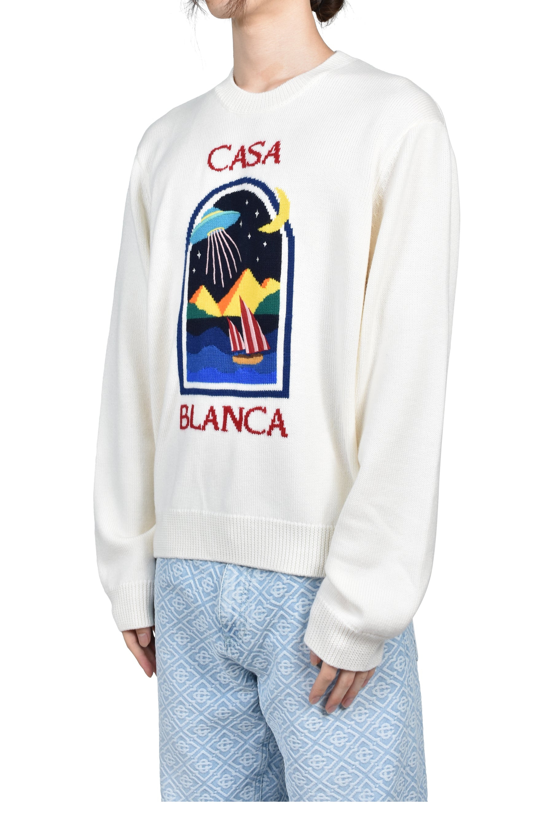PYRAMID ABDUCTION CREW NECK / WHT