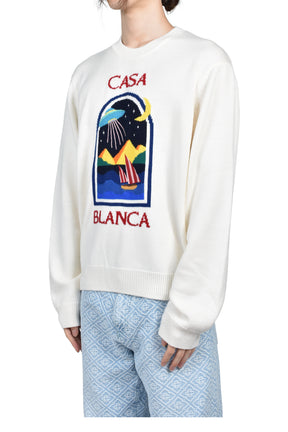 PYRAMID ABDUCTION CREW NECK / WHT