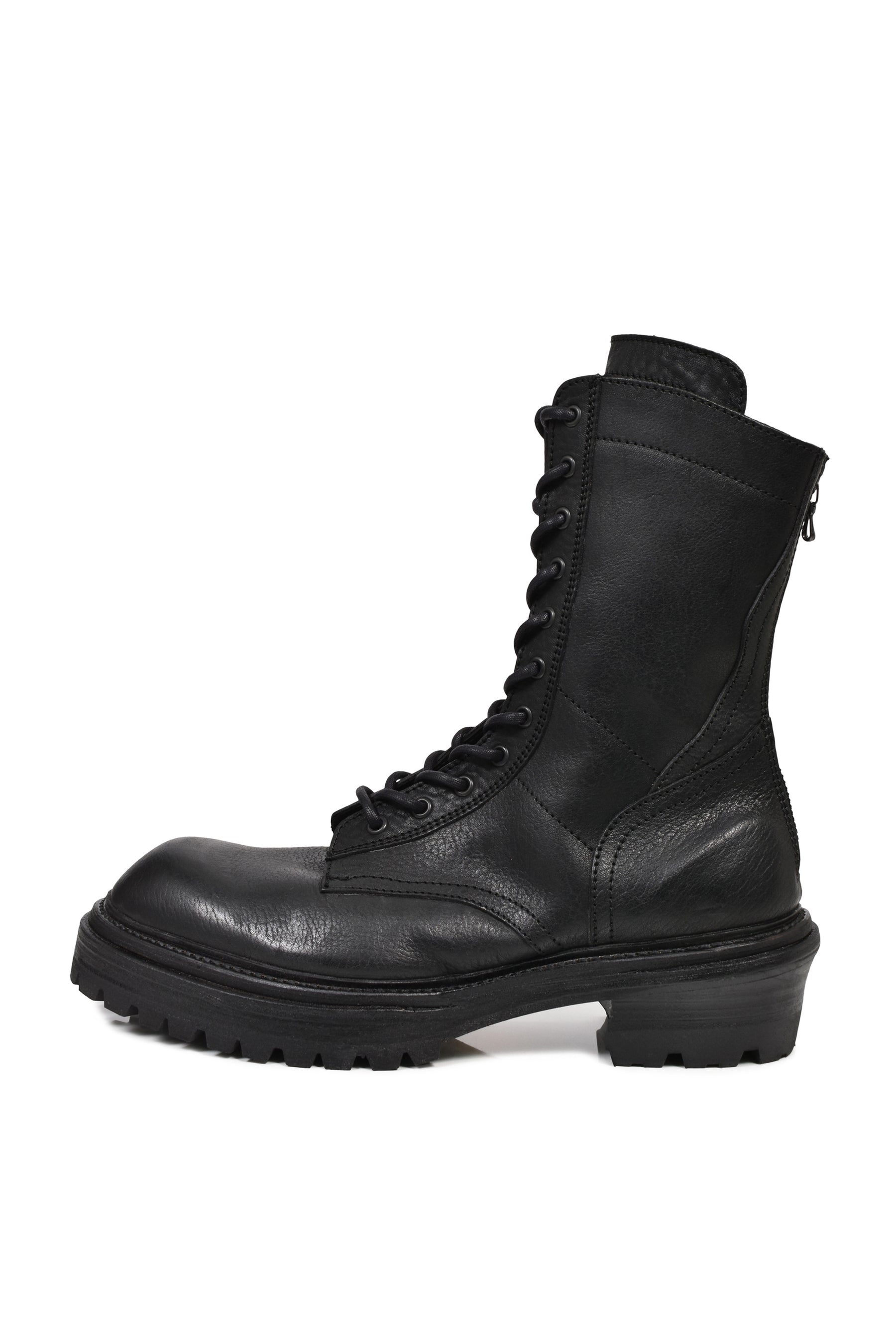 STEER SKIN LACE UP BOOT / BLK