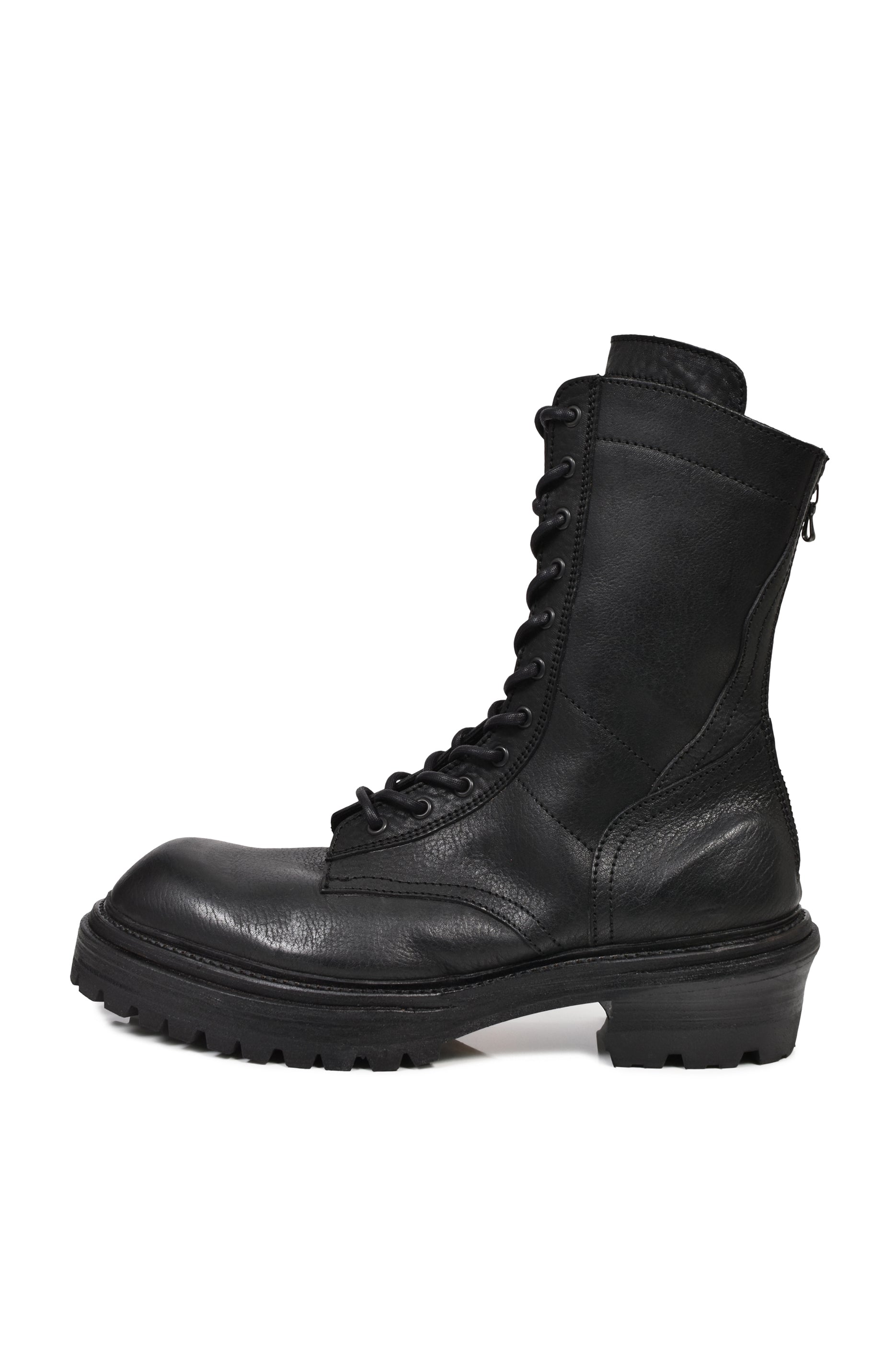 STEER SKIN LACE UP BOOT / BLK