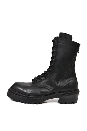 STEER SKIN LACE UP BOOT / BLK