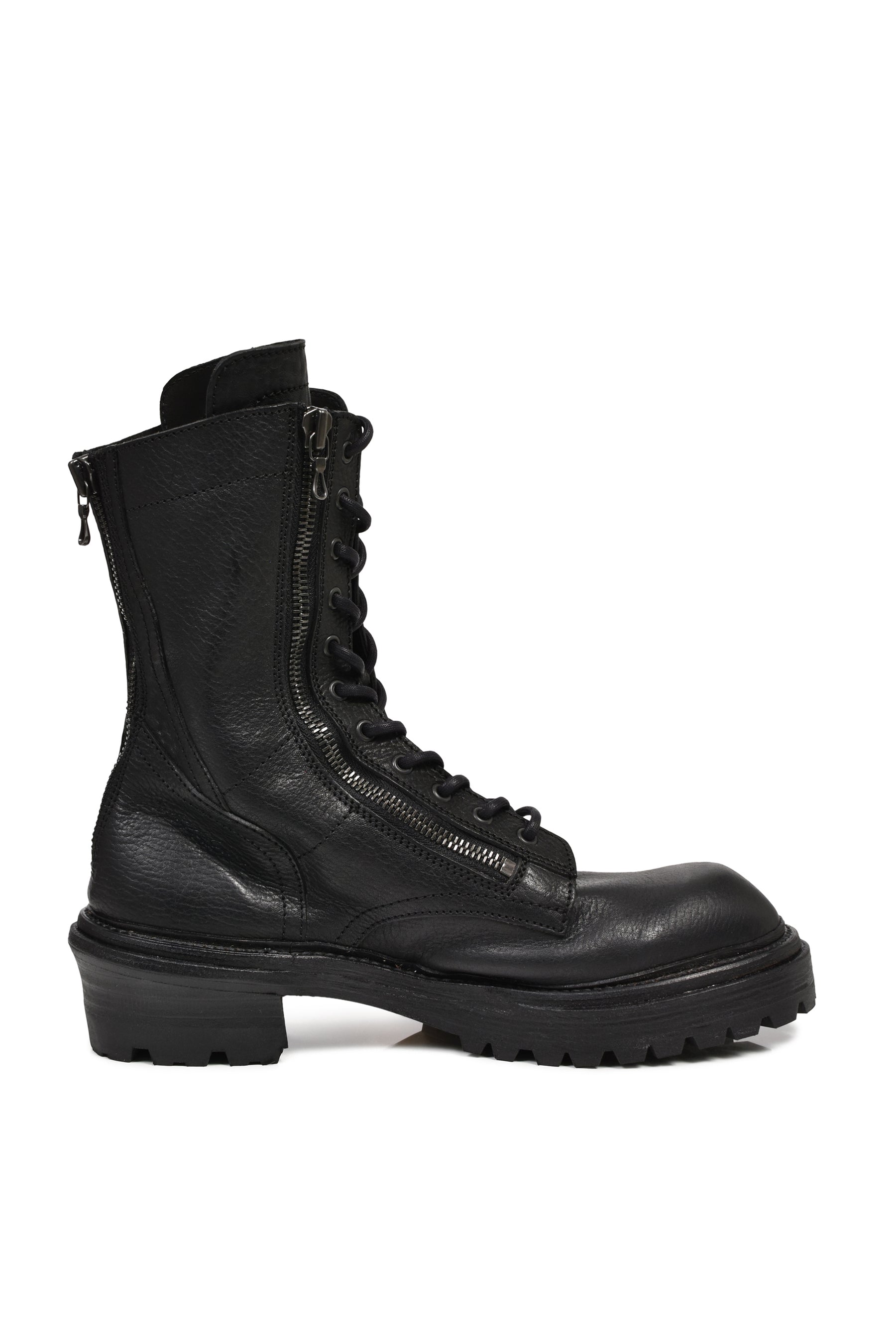 STEER SKIN LACE UP BOOT / BLK