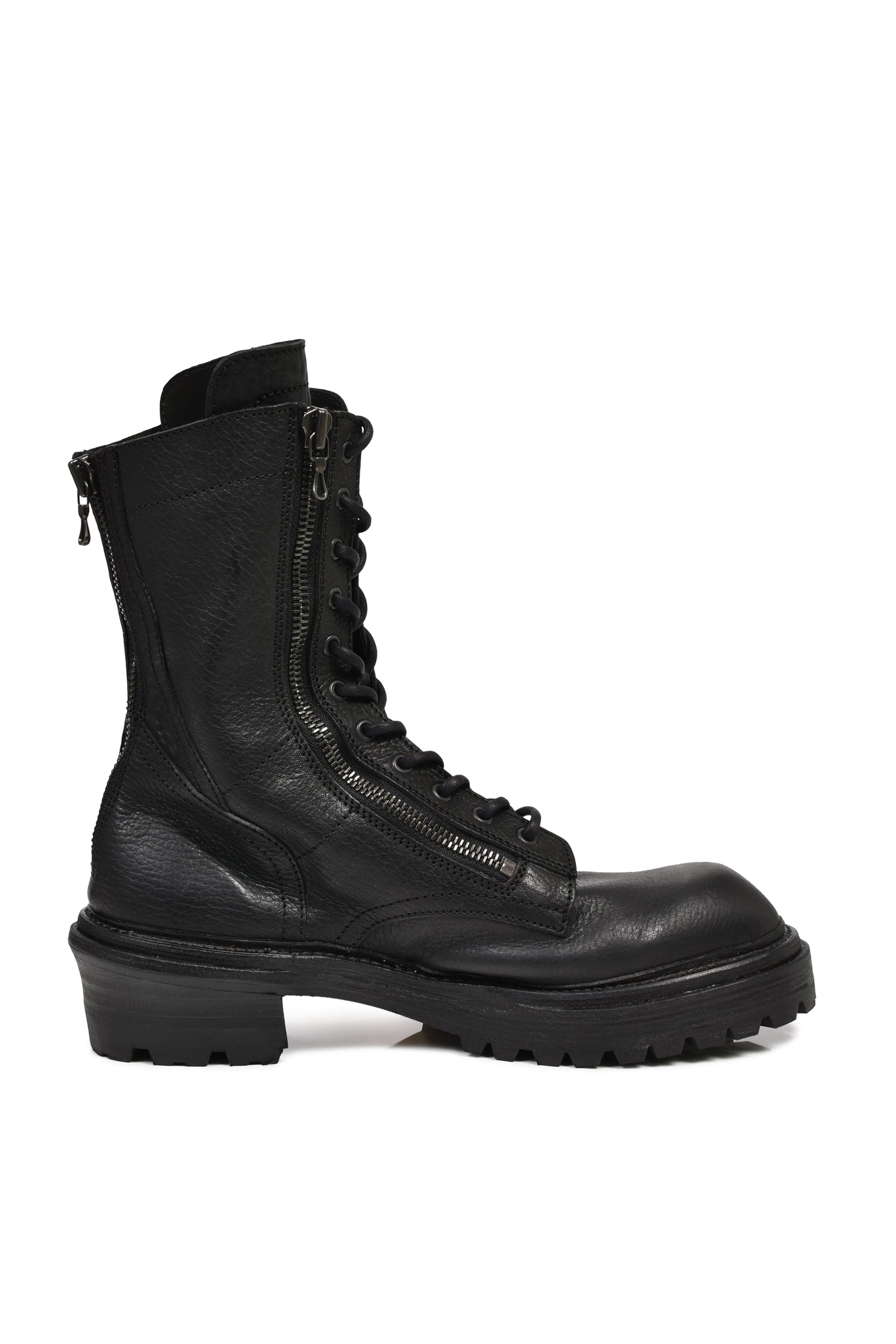 STEER SKIN LACE UP BOOT / BLK