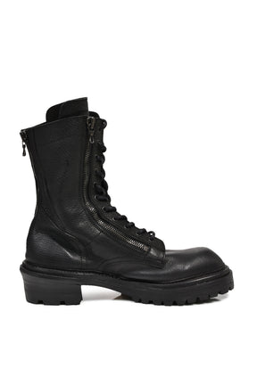 STEER SKIN LACE UP BOOT / BLK